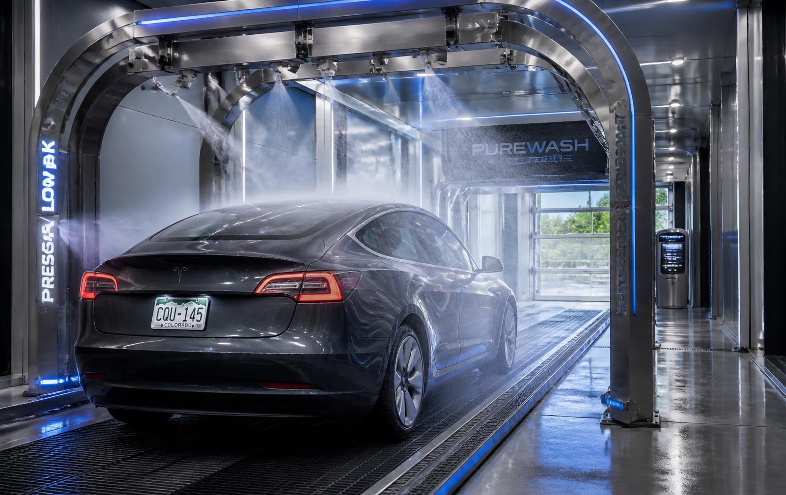 Arrival and AI vehicle read — Genius Car Wash touchless tunnel